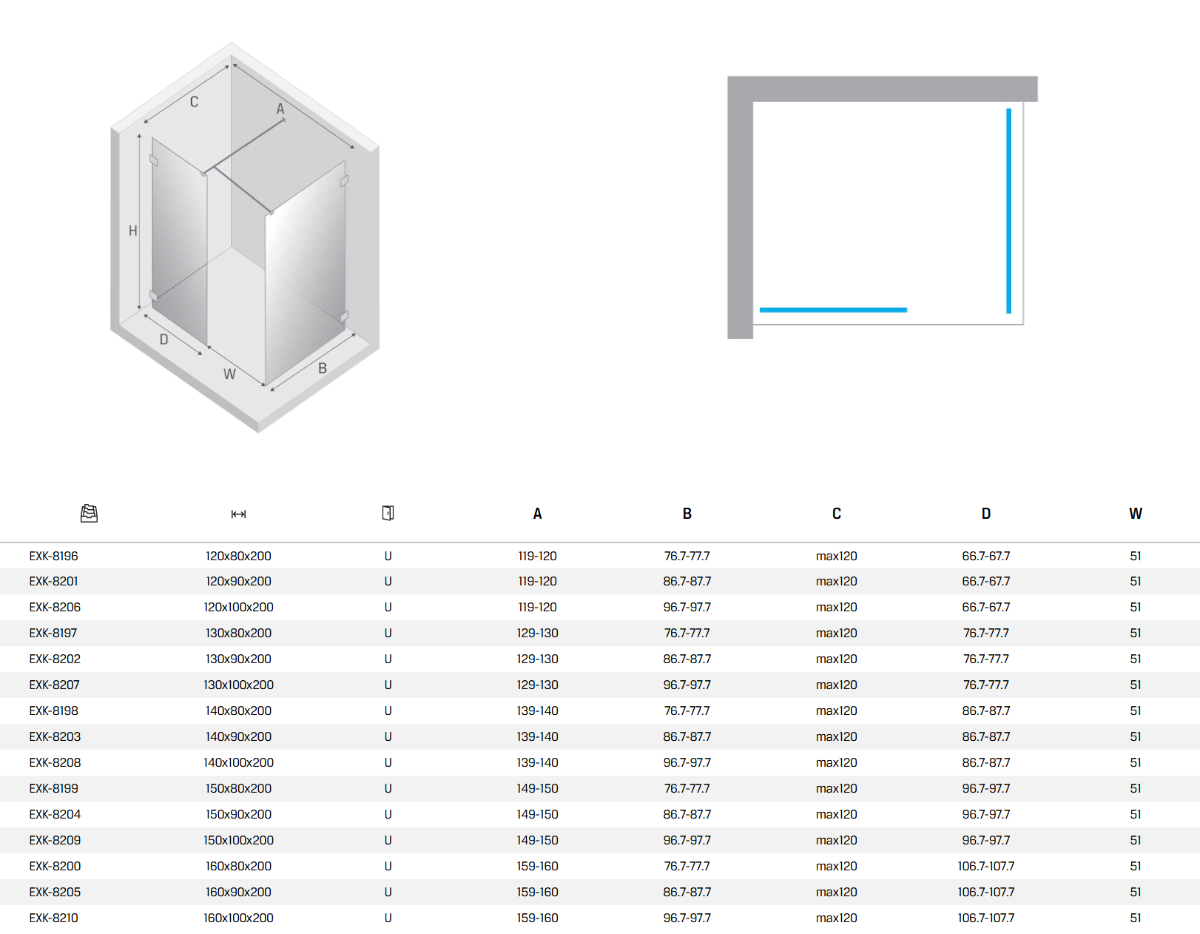 New Trendy eventa drzwi prysznicowe